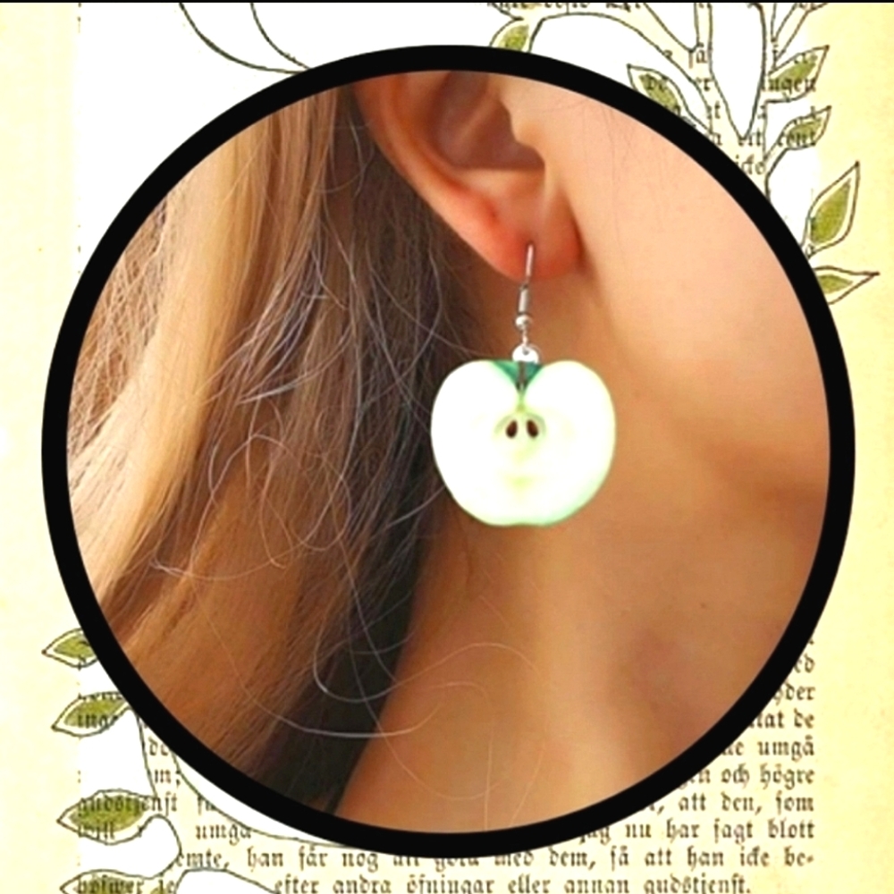 Women's Green Apple Drop Dangle Earrings